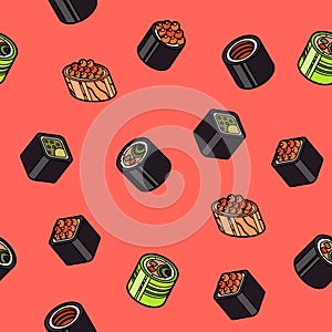 Sushi flat outline isomeric pattern