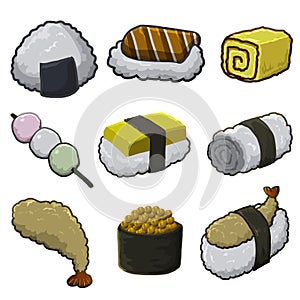 sushi food japan color art cartoon logo design