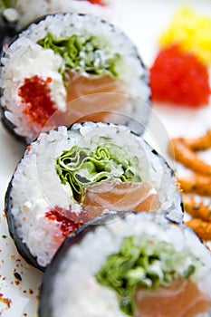 Sushi futomaki on plate