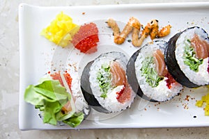 Sushi futomaki on plate