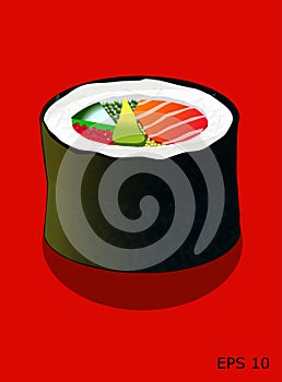 Sushi, Futomaki roll, vector illustration