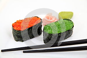 Sushi gunkan with caviar, tobiko
