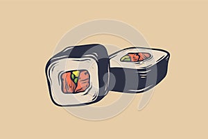 Sushi icon design. Asian fast food. Good for leaflets, cards, posters, prints, menu, booklets.
