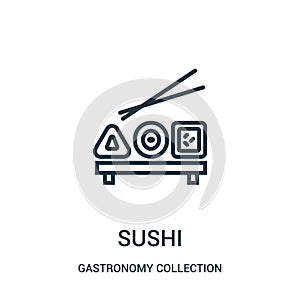 sushi icon vector from gastronomy collection collection. Thin line sushi outline icon vector illustration