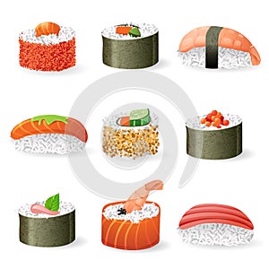 Sushi icons set