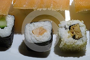 Sushi, japanese food, raw fish with rice