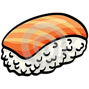 Sushi Japanese Traditional Food Doodle Drawing Vector Illustration