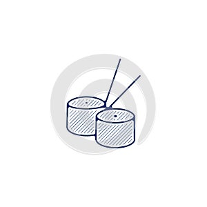 Sushi line icon. sushi linear hand drawn pen style line icon