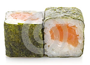 Sushi maki roll with salmon isolated