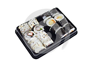 Sushi maki and rolls on the plate