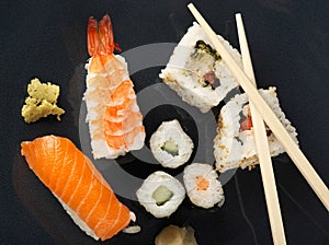 Sushi meal top view