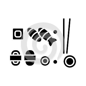 Sushi mix icon, vector illustration, black sign on isolated background