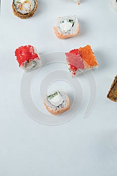 Sushi mix isolated on a white background