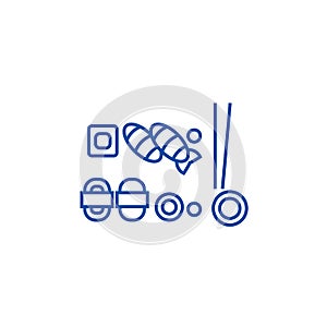 Sushi mix line icon concept. Sushi mix flat  vector symbol, sign, outline illustration.