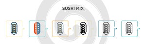 Sushi mix vector icon in 6 different modern styles. Black, two colored sushi mix icons designed in filled, outline, line and