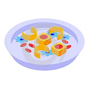 Sushi molecular cuisine icon, isometric style