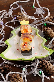 Sushi new year. Sushi Christmas.