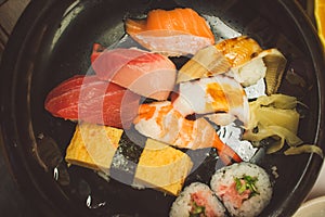 Sushi in plate, Japan food