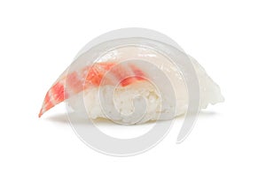 Sushi with red snapper on white background