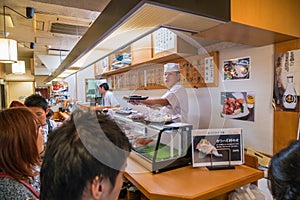 Sushi restaurant, Tsukiji Central Fish Market, Tokyo