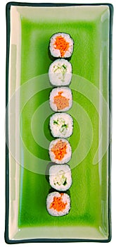 Sushi roll with carrots and cucumbers