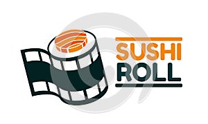 Sushi roll film frame japan food logo concept design