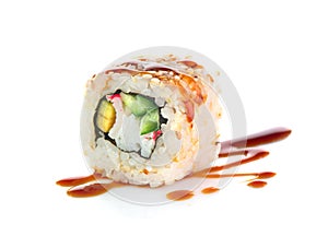 Sushi roll isolated on white background. California sushi roll