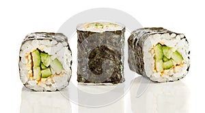 Sushi Roll (Kappa maki roll) on a white background