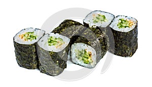 Sushi Roll (Kappa maki roll) on a white background