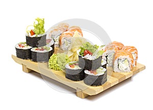 Sushi roll made dish on a gete isolated