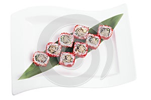 Sushi Roll with Red Flying Fish Roe