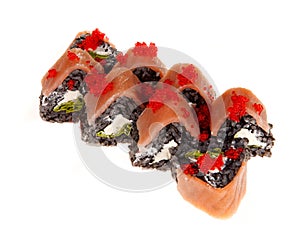 A sushi roll with salmon set