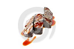 A sushi roll set with nori