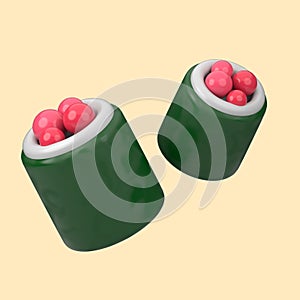 Sushi roll trendy illustration isolated on cleare background. 3D rendering.