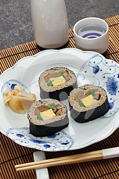 It is a Japanese dish called `Soba Sushi`.