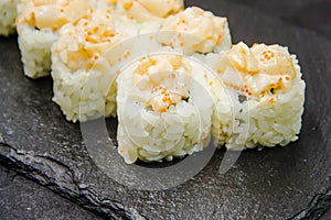 Sushi roll with vegetables. Japanese food. 34