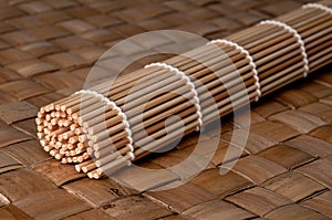 Sushi rolling mat on a Bamboo place mat