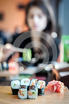 Sushi rolls background