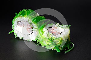 Sushi rolls with Chuka and shrimp