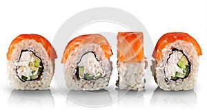 Sushi rolls Philadelphia in a row