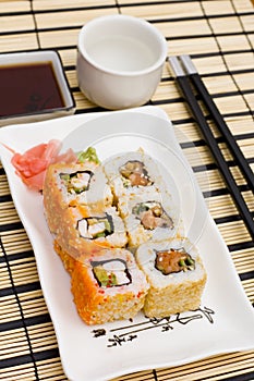 Sushi (rolls) on a plate