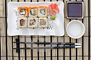 Sushi (rolls) on a plate