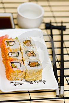 Sushi (rolls) on a plate