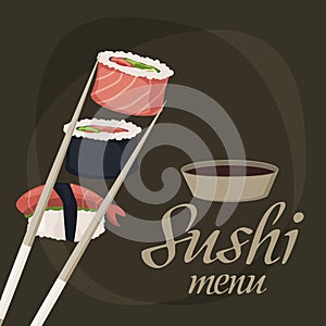 Sushi rolls sashimi seafood fish rice background japanese food fresh soy sauce japan meal maki raw shrimp restaurant