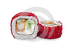 Sushi rolls on a white background