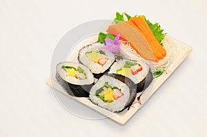 Sushi Rolls on White Background