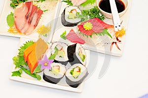 Sushi Rolls on White Background