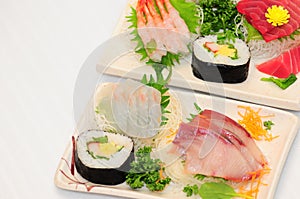 Sushi Rolls on White Background