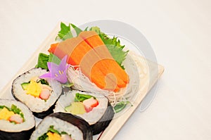 Sushi Rolls on White Background