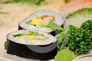 Sushi Rolls on White Background